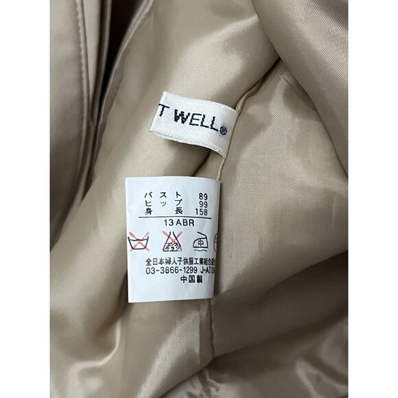 Womens Beige Belted Jacket With Snap Button Closure & Collared Neckline Size M - Picture 2 of 7